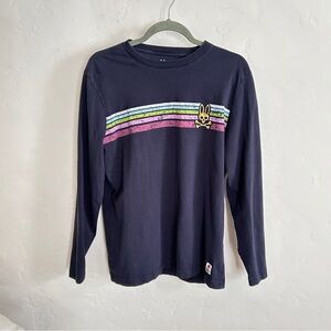 Psycho Bunny 2015 Robert Godley Long Sleeve Tee Black Rainbow Stripe 4/S